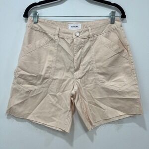FRAME‎ Womens Shorts 4 Hidden Button Fly Casual Summer Cotton Blend Beige